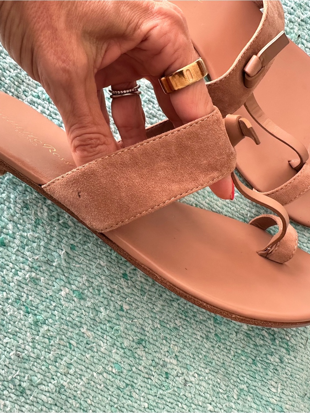 Gianvito Rossi Brown Suede Toe-Loop Sandals - Picture 3 of 9